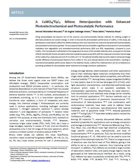 A CuWO4/Ti3C2 Mxene Heterojunction with Enhanced Photoelectrochemical and Photocatalytic Performance